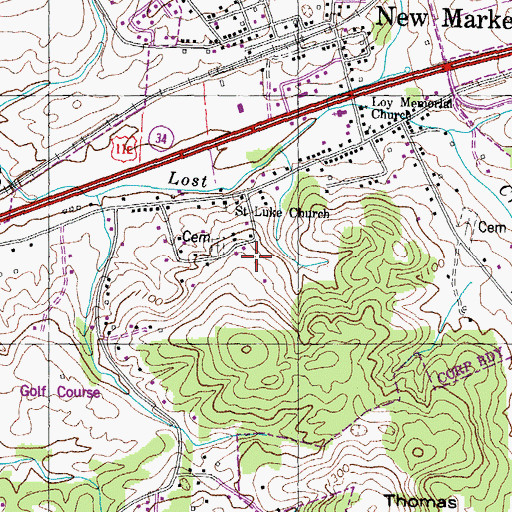 Topographic Map of Cottage Hill School, TN