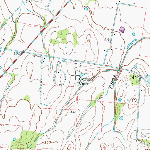 Topographic Map of Cotton Cemetery, TN
