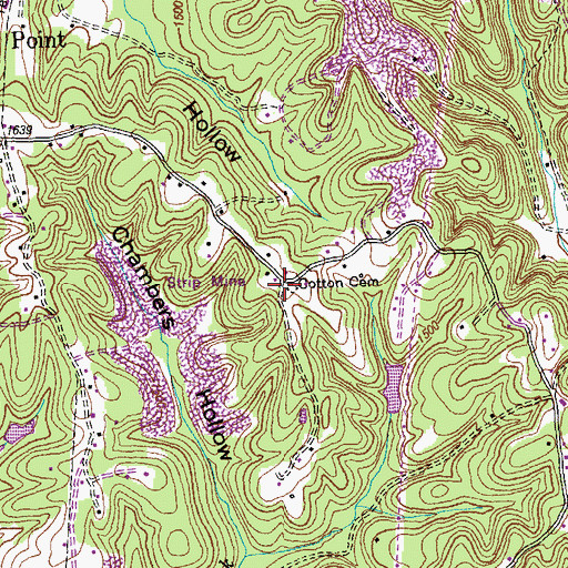Topographic Map of Cotton Cemetery, TN