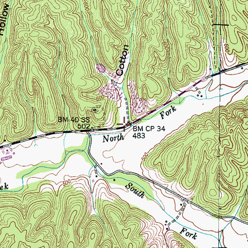 Topographic Map of Cotton Hollow, TN