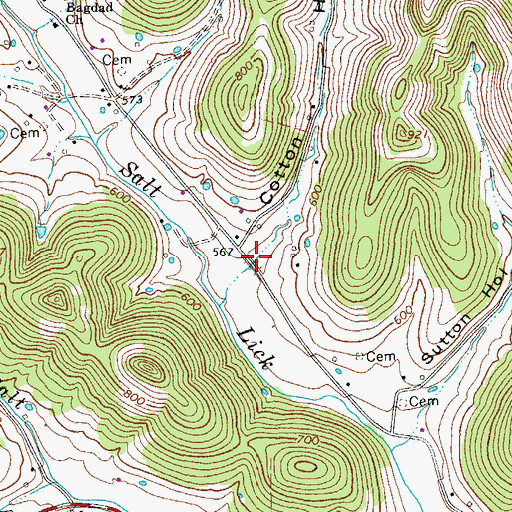Topographic Map of Cotton Hollow, TN