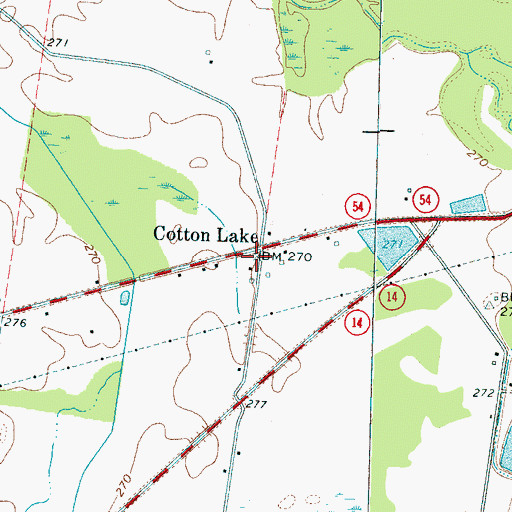 Topographic Map of Cotton Lake, TN