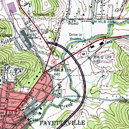 Topographic Map of Cotton Mill Branch, TN