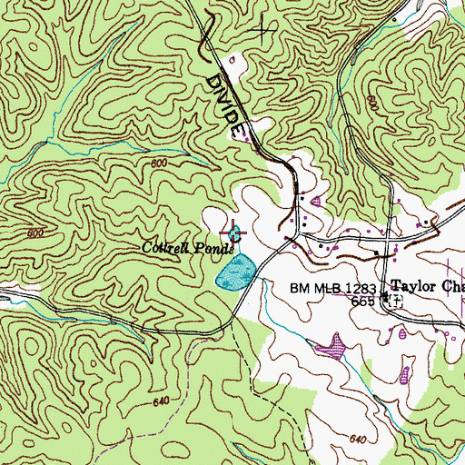 Topographic Map of Cottrell Ponds, TN