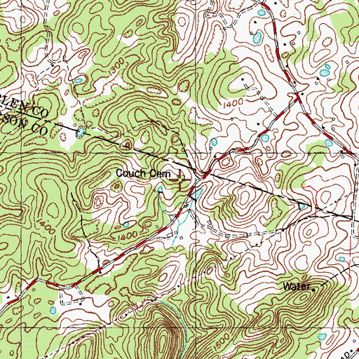 Topographic Map of Couch Cemetery, TN