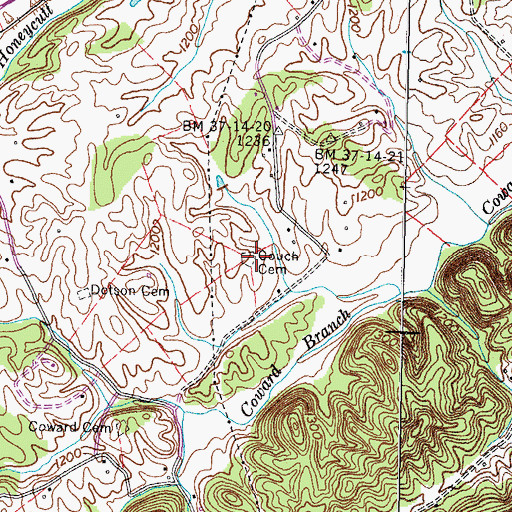 Topographic Map of Couch Cemetery, TN