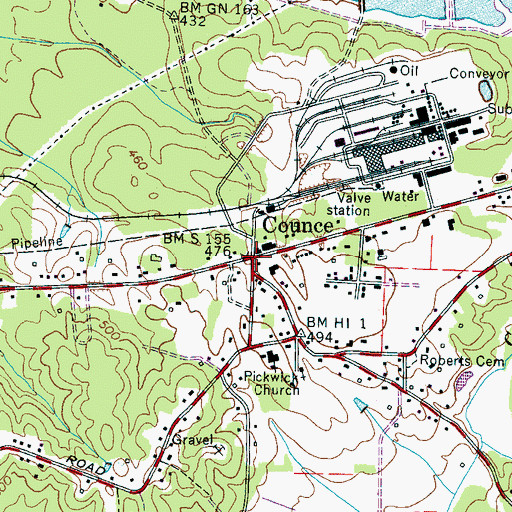 Topographic Map of Counce, TN