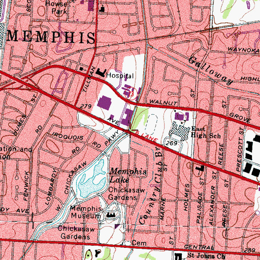 Topographic Map of Country Club Branch, TN