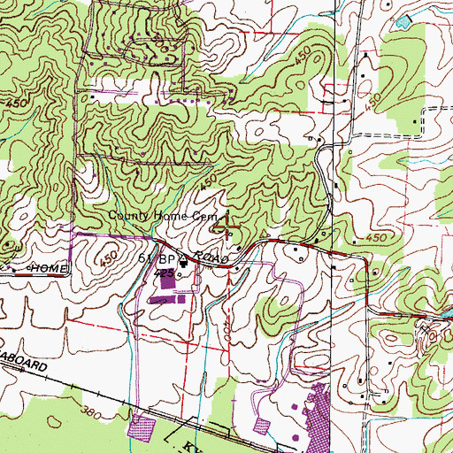 Topographic Map of Country Home Cemetery, TN