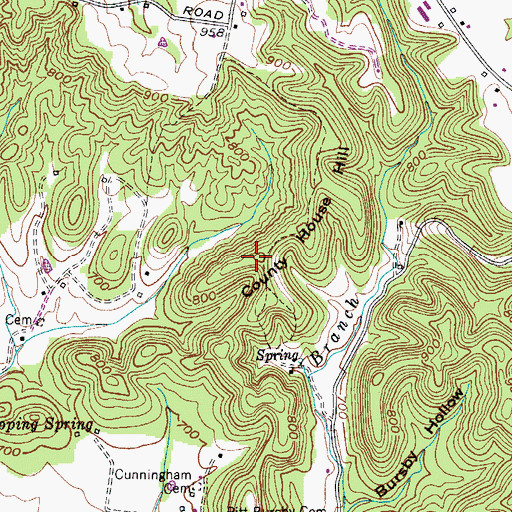 Topographic Map of County House Hill, TN
