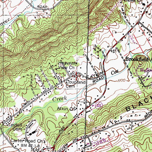 Topographic Map of Coupland Cemetery, TN