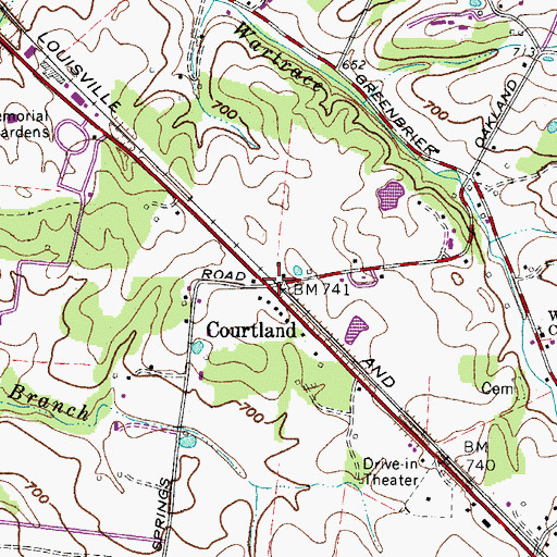 Topographic Map of Courtland, TN