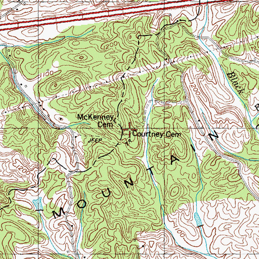 Topographic Map of Courtney Cemetery, TN