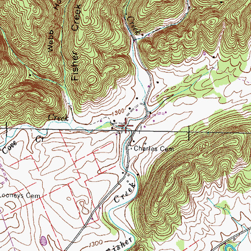 Topographic Map of Cove Creek, TN