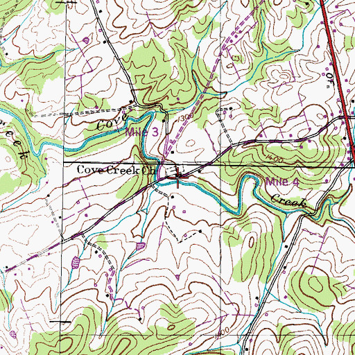 Topographic Map of Cove Creek Church, TN