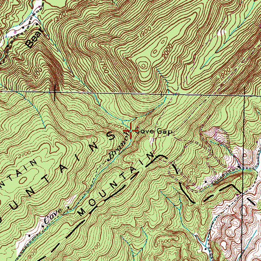 Topographic Map of Cove Gap, TN