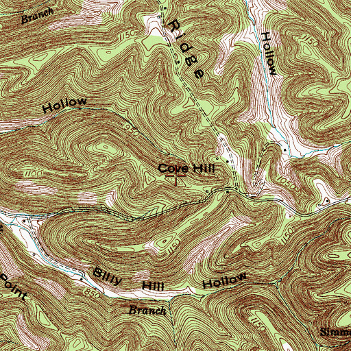 Topographic Map of Cove Hill, TN
