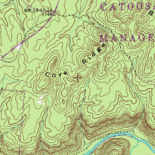 Topographic Map of Cove Ridge, TN