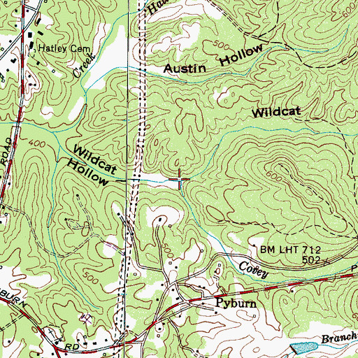 Topographic Map of Covey Branch, TN
