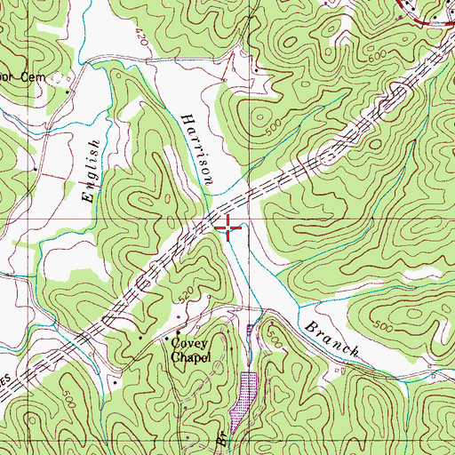Topographic Map of Covey Branch, TN