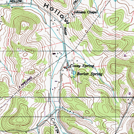 Topographic Map of Covey Spring, TN