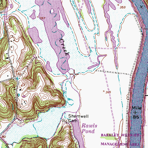 Topographic Map of Cow Creek, TN