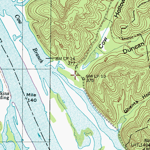 Topographic Map of Cow Hollow, TN