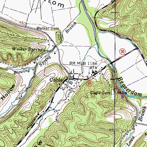 Topographic Map of Cow Hollow, TN