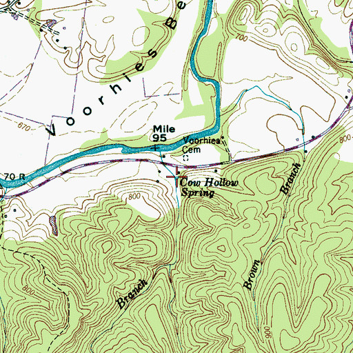 Topographic Map of Cow Hollow Spring, TN