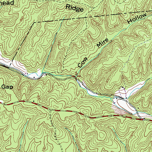 Topographic Map of Cow Mire Hollow, TN