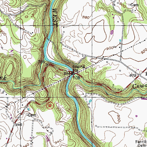 Topographic Map of Cowan Branch, TN