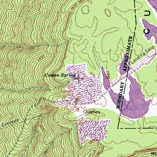 Topographic Map of Cowan Spring, TN