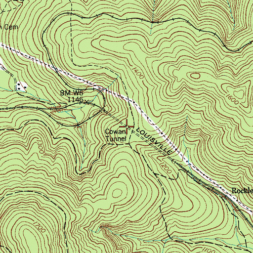 Topographic Map of Cowan Tunnel, TN