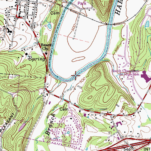 Topographic Map of Cowhorn Branch, TN