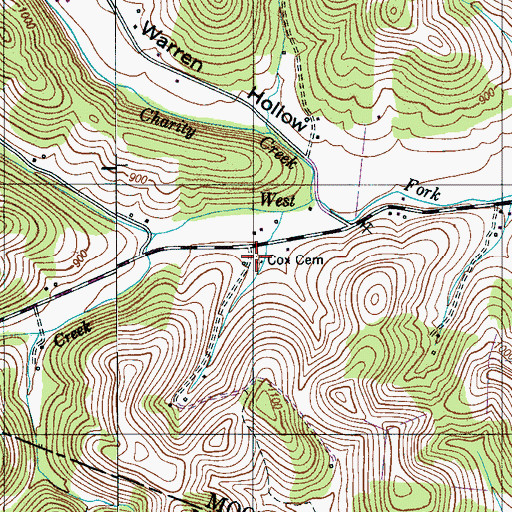 Topographic Map of Cox Cemetery, TN