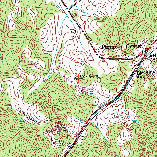 Topographic Map of Cox Cemetery, TN