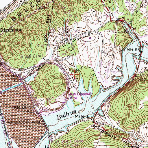 Topographic Map of Cox Cemetery, TN