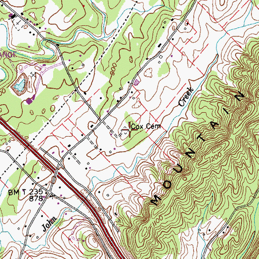 Topographic Map of Cox Cemetery, TN