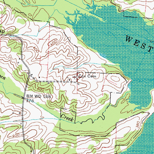 Topographic Map of Cox Cemetery, TN