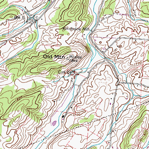 Topographic Map of Cox Cemetery, TN