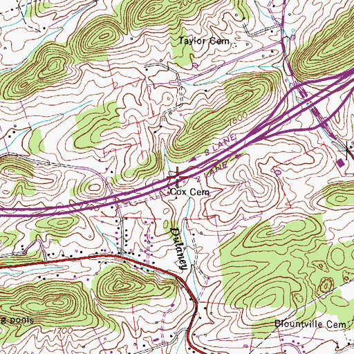 Topographic Map of Cox Cemetery, TN