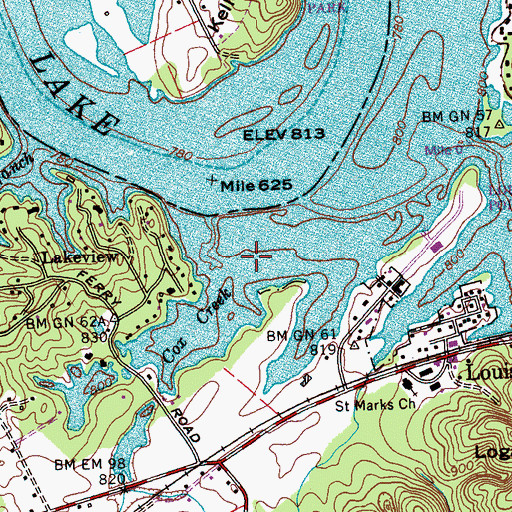 Topographic Map of Cox Creek, TN