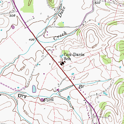 Topographic Map of Cox-Davis School, TN
