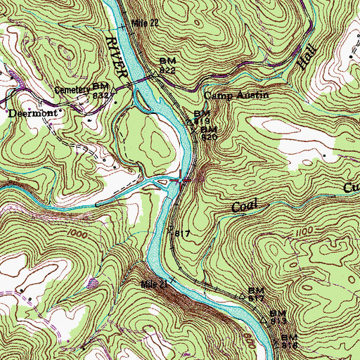 Topographic Map of Crab Orchard Creek, TN