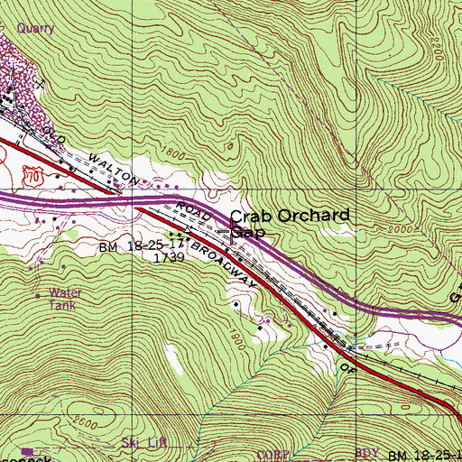 Topographic Map of Crab Orchard Gap, TN