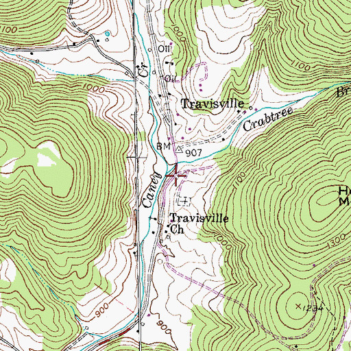 Topographic Map of Crabtree Branch, TN