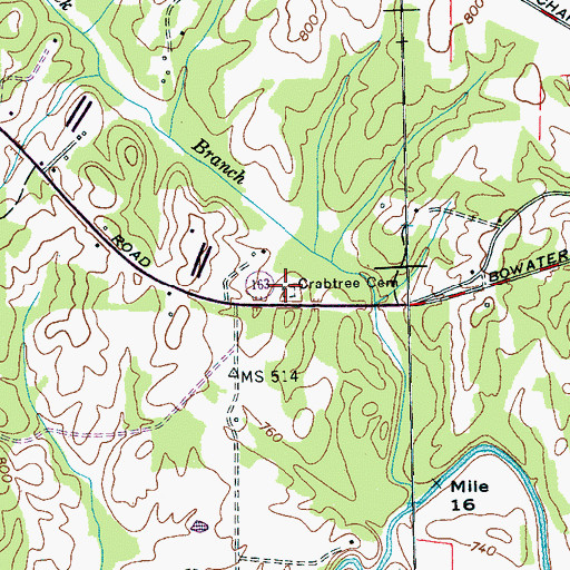 Topographic Map of Crabtree Cemetery, TN