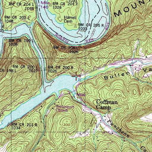 Topographic Map of Cracker Neck Valley, TN