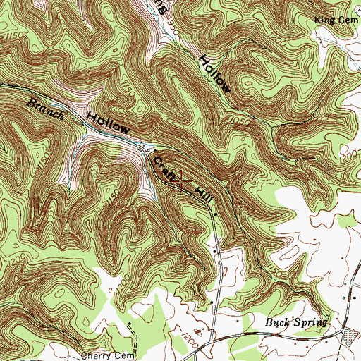 Topographic Map of Craft Hill, TN