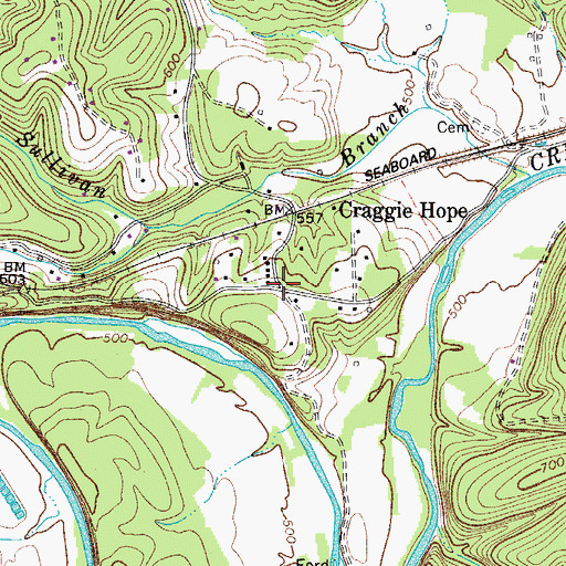Topographic Map of Craggie Hope, TN